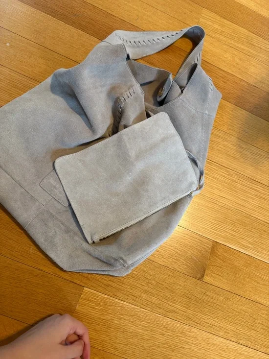 Haute Hippie Festival Suede Tote Bag in Light Taupe - Everyday Shoulder Bag - Picture 5 of 10